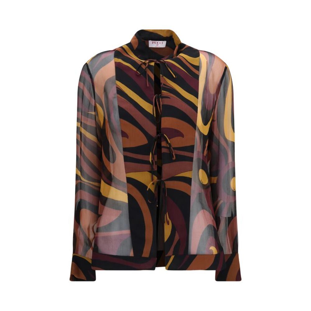 Pucci Women Creponne Shirt In Marmo Print
